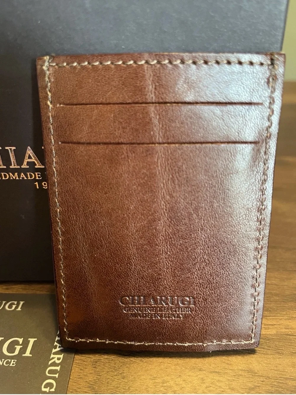 Brown Leather Money Clip - Crafted in Florence